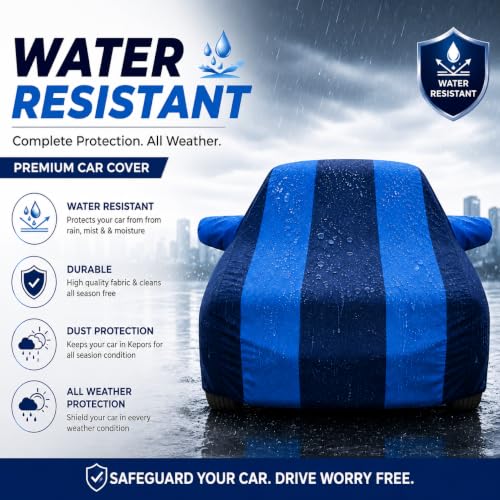 Image of Autofurnish 'Arc Series' Car Cover for Toyota Innova 2015 (Water-Resistant, Triple Stitched, Bottom Elastic, Dustproof, Secure Buckle Strap, Full Body Protection Car Body Cover) Colour: ARC Aqua