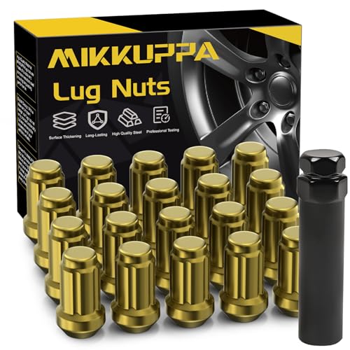 Image of MIKKUPPA M12x1.5 Lug Nuts, Gold 20PCS Closed End Spline Lug Nuts