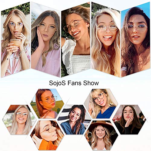 Óculos de bloqueio de luz azul para olhos de gato SOJOS armação de metal hipster feminino óculos She