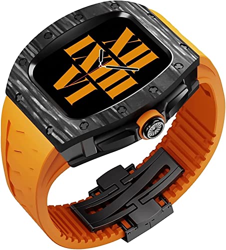 Boîtier en titane pour Apple Watch 45 mm et bracelet caoutchouc fluoré
