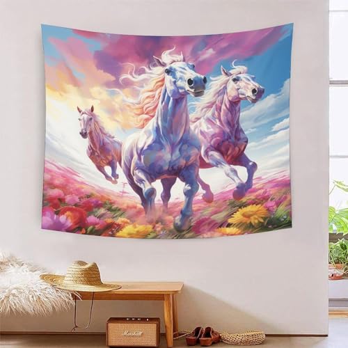 Tapisserie murale effet 3D cheval pour décorer un dortoir