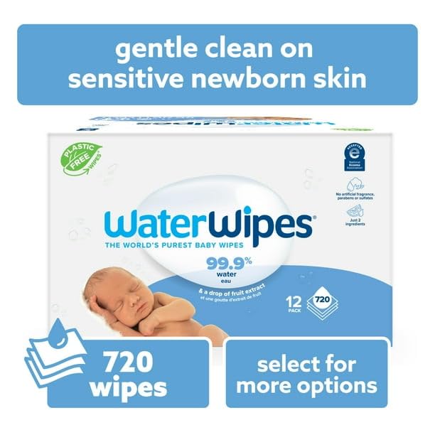 Original 99.9% Water Based Baby Wipes, Unscented, 12 Resealable Packs (720 Wipes), Plant-Based Wipes, Ideal For Premature & Newborn Skin image 2 of 7 B0FBLB4C2F