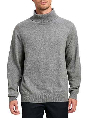Kallspin Jersey de cuello alto para hombre de cachemira y lana mezclada de manga larga, gris claro, M Cover