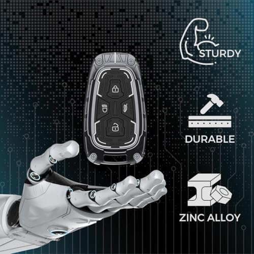 Image of KEYCEPT Metal Armor Key Cover Compatible for Tata Nexon| Altroz| Harrier| Punch| EV| Safari and Facelift 4 Button Smart Key| Stylish & Durable |Scratch Resistant Easy Grip Protective Keycase