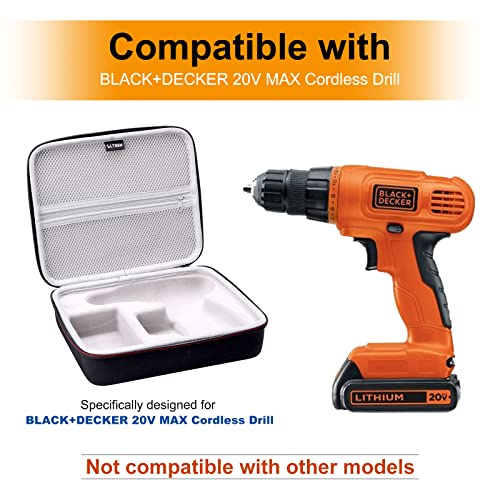 LTGEM Estojo rígido de EVA para furadeira sem fio DECKER 20V MAX (LDX120C) e acessórios – bolsa prot