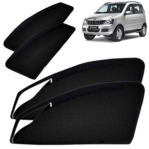Image of Autofact Magnetic Car Sunshades Compatible with Mahindra Quanto (Set of 4) - Easy Installation, UV Protection, Keeps Car Cool (Front 2 with Zippers for Easy Access, Rear 2 Without Zippers)