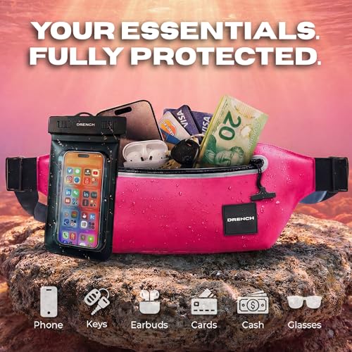 Image of Drench Waterproof Fanny Pack & Floating Phone Pouch | IPX8 Submersible Waist Pack Dry Bag for Beach, Pool, Cruise Travel, Girls Trips, Snorkeling, Kayaking & Water Sports | Pink