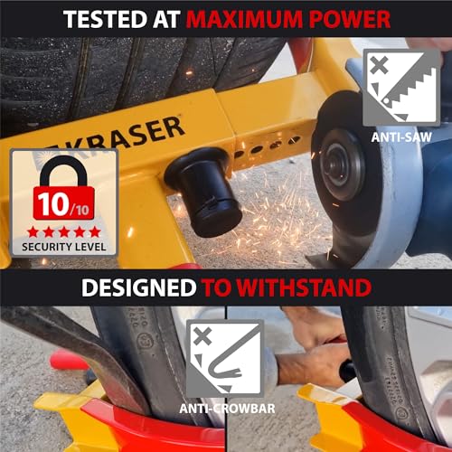KRASER WA820 Heavy Duty Wheel Clamp Lock, N1 Germany, Adjustable 4-10 in, Anti-Drill Ball Lock, More Visible, Universal Wheel Car Boot Anti Theft Device for Vehicle Truck, Van, Golf Cart, Camper