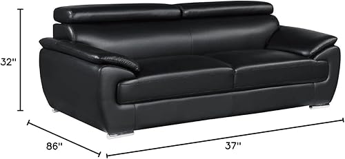 Miniatura 21 de Blackjack Furniture 4571 Veal Collection - Juego de sofá de cuero genuino de 2 piezas para sala de estar, sofá moderno y sofá biplaza con soporte