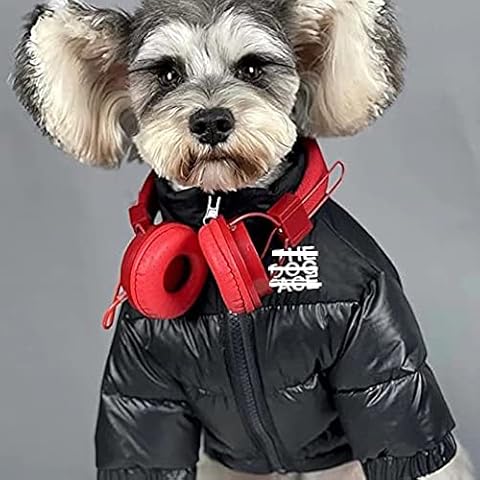 PQIQP Dog Winter Coat Duck Down Jacket for Small Medium Dogs-Thicken Dog Coat Windbreaker Puppy Winter Clothes for Cold Weather Snowday, Black Cover