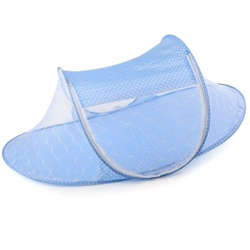 Miniatura 7 de Red para cama de bebé, portátil plegable para cama de bebé, poliéster para recién nacidos, cama de viaje (azul cielo, verde)