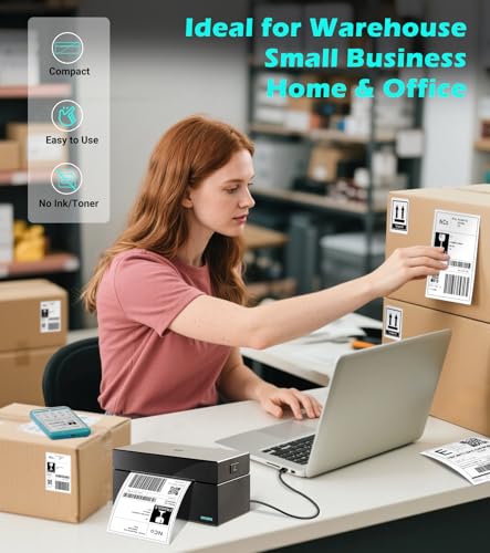 Image of ORGBRO Bluetooth Thermal Shipping Label Printer, Z1-Plus Wireless 4X6 Shipping Label Printer for Small Business Office or Home Support iPhone Android Windows macOS Chrome Amazon Shopify USPS