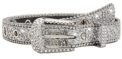 Rhinestone Belts For Women Western Cowgirl Bling Skinny Leather Belt For Jeans Pants Dresses (Fit For 27"-39") #TOP18