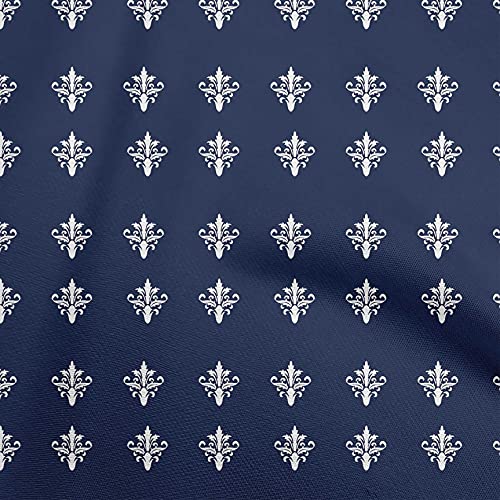 oneOone Rayon Royal Blue Fabric Block Sewing Fabric By The Yard Printed DIY Clothing Sewing Supplies 56 Inch Wide