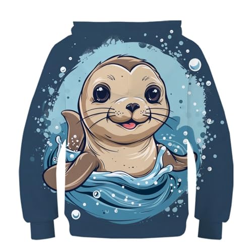 Hoodie imprimé phoque mignon pour garçon de 10 à 12 ans