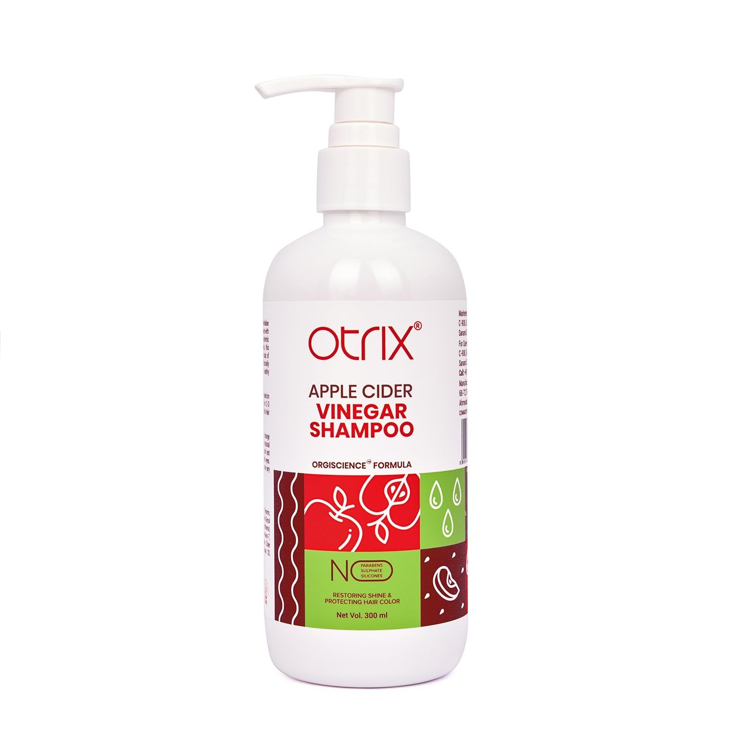 Otrix Apple Cider Vinegar Shampoo with Oleic Acid, pH Balancing Formula for Oily and Greasy Hair, For Men and Women, 300ml
