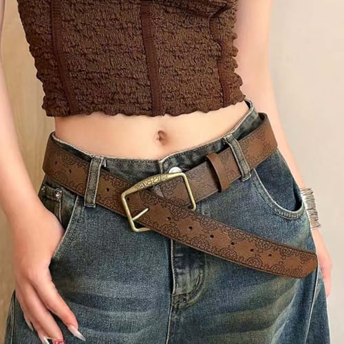 Women Western Belt Gold Buckle Cowgirl Belt Vinatge Country Leather Belt for Jeans Pants Fashion Ladies Leather Belt4
