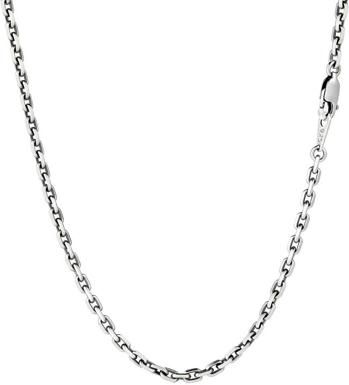 Italian Sterling Silver S925 Retro Chain Necklace for Men, Vintage Style Jewelry Gift
