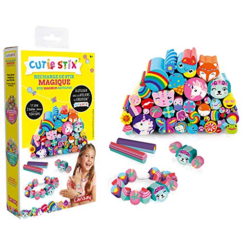 51b5r0NIvJL Lansay - CUTIE STIX - Recharge Magic - À Utiliser avec Atelier Cutie Stix - 11 Stix Thème Licorne, Arc-en-Ciel, Papillon - Pour Création Bijoux & Kit Bracelet pour Enfants dès 6 ans - Loisirs Créatifs
