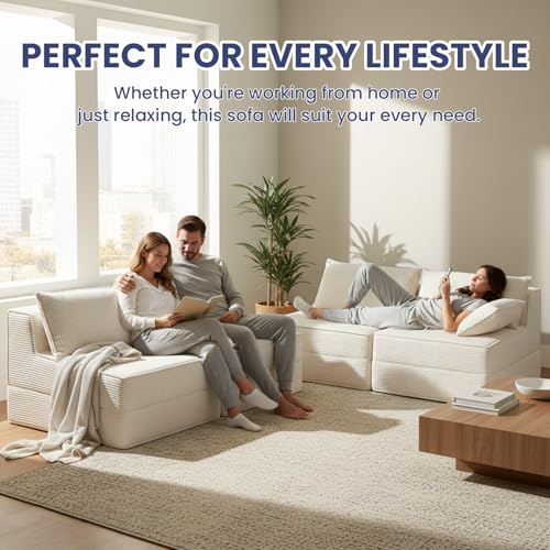 Image of Erament Folding Sofa Bed, 8 inch Convertible Sleeper Sofa Fold Out Chair Bed with Pillow, Portable Floor Couch Lounge Sofa for Living Room Bedroom Guest Room, Beige
