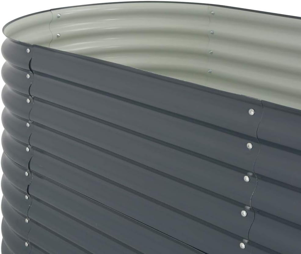 vidaXL Garden Raised Bed Outdoor Backyard Herb Flower Box Planter DIY Vegetable Pot Growing Container 126"x31.5"x31.9" Galvanized Steel Gray