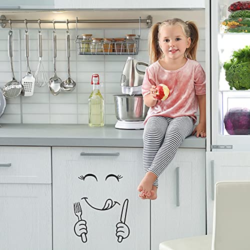 Ancirs 2 Pack Smile Fridge Stickers, Cute Refrigerator Decal Smiling Face Stickers, Adhesive Vinyl Stickers On Freezer, Kitchen Wall Inside House #TOP1