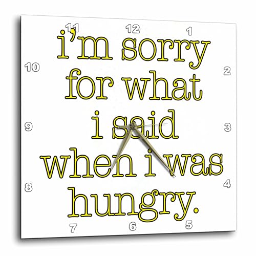 3dRose dpp_171963_3 I'm Sorry for What I Said When I Was Hungry. Yellow. Food Lover-Wall Clock, 15 by 15-Inch