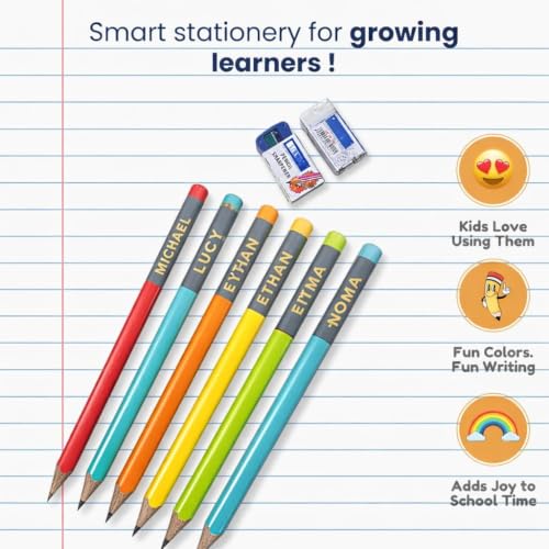 Image of Personalized Name Pencils for Kids - Set of 10 | Custom Name Engraved HB Pencils with Free Eraser & Sharpener | Perfect for School, Birthday Return Gifts | Naam Wali Pencil