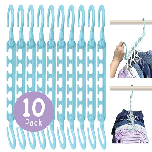 Image of Wonder Hanger Max 10-Pack Space Saving Hangers, Reinforced Hooks Swivels 360, Cascading Hanger, Teens, College Dorms, Kids & Closet Organizer, Assembled - Pastel Blue
