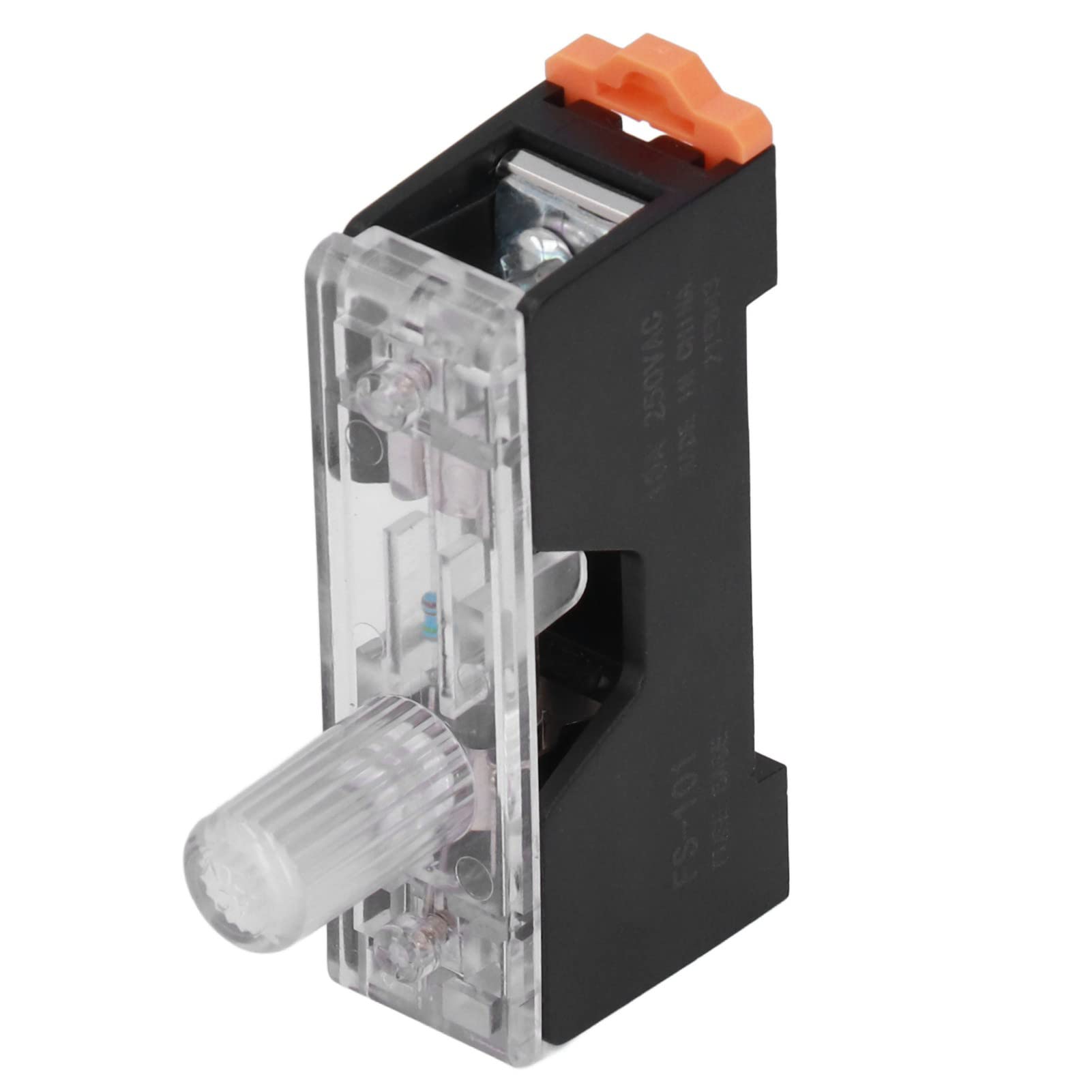 Portafusibles, Portafusibles de Montaje en Riel de 1 Poste 250V 10A para Fusible de 6x30 Mm, con Luz Indicadora de Trabajo, Instalación en Riel de 32 Mm, Carcasa de bajo Voltaje, para