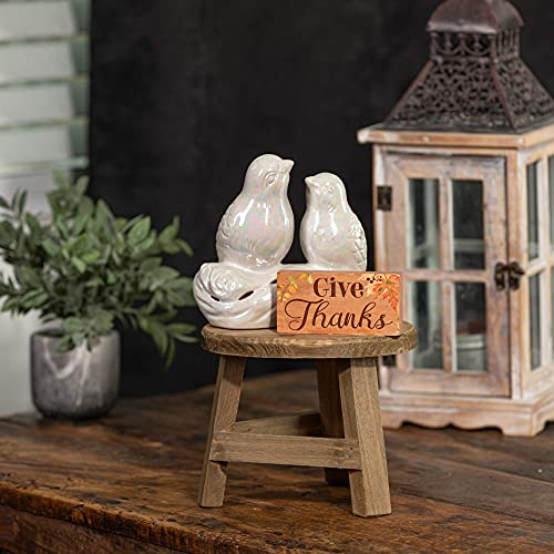 Rustix Mini Wooden Stool Rustic Decorative Tiny Stool Ideal Accent Stool For Small Trinkets, Plants And Decor - 7" W X 5.75" H #TOP5