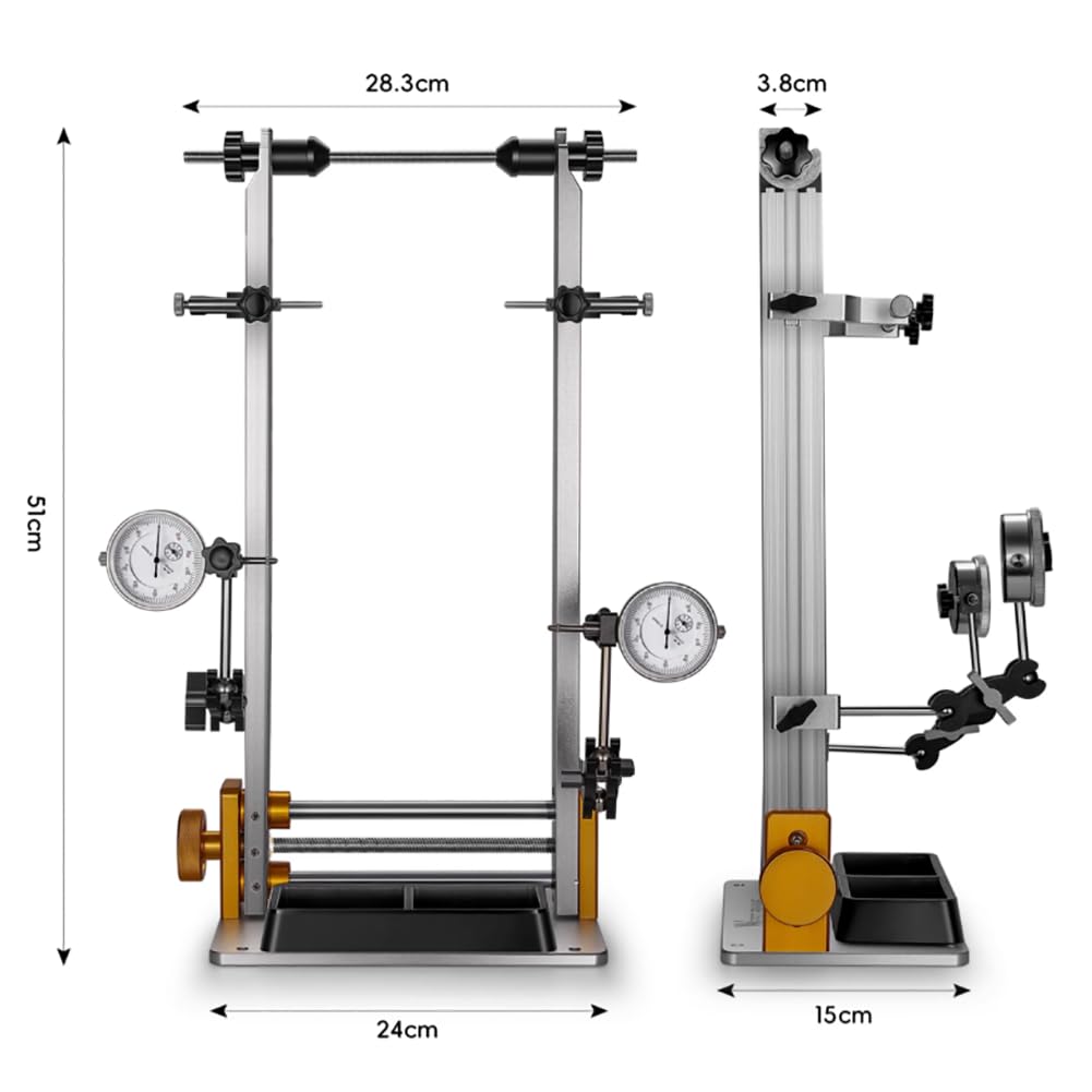 Soporte Profesional para Reparación Y Corrección De Rodamientos De Bicicletas, Equipado con 2 Indicadores De Cuadrante, Plegable, Adecuado para Llantas De 10 A 29 Pulgadas