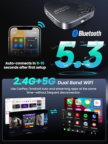 Image of 4-in-1 Wireless CarPlay Adapter for Streaming Netflix /YouTube /TikTok /TF Card, 2026 Magic Video AI Box & Android Auto Dongle [Dual Band WiFi, Autolink Pro] Plug & Play, Fits for OEM Wired Car Play Car