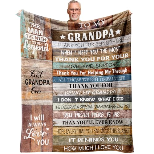 Vervehub Grandpa Gifts Blanket 60x50 Gifts for Grandpa from Granddaughter Grandson Grandfather Birthday Retirement Gifts Gifts for Grandfather from Grandkids