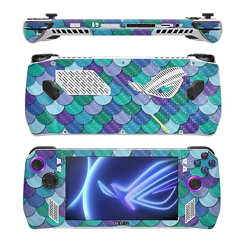 Image of MightySkins Carbon Fiber Skin Compatible with Asus ROG Ally - Blue Scales | Protective, Durable Textured Carbon Fiber Finish | Easy to Apply
