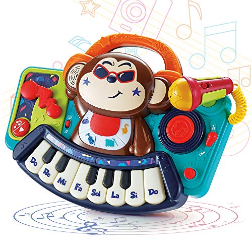 WISHTIME Toddler Music Toy Monkey Piano Keyboard Musical Toys, with Lights & Sounds Learning Gift for Boys Girls