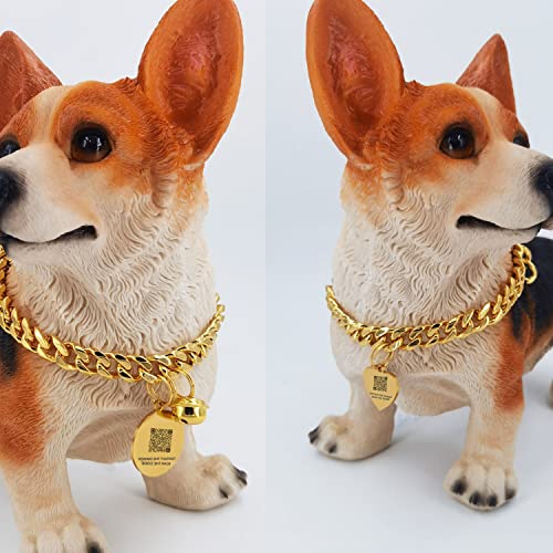 Collar de perro de oro de 18k de eslabones de lujo de acero inoxidable para cachorros y gatos 6