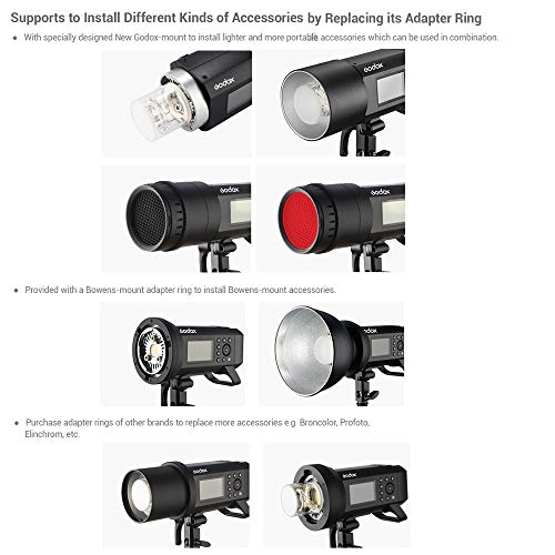 Ficha técnica Godox AD400Pro todo en uno Blitzlicht para exteriores Speedlite TTL Auto-Blitz GN72 1/8000 s HSS 2,4G batería inalámbrica 2600mAh para Canon E-TTLII Nikon i-TTL Sony Fuji Panasonic Olympus Kamera - Fernando Cortés