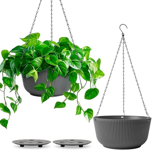 T4U 10 Inch Hanging Planters for Indoor Outdoor Plants, Hanging