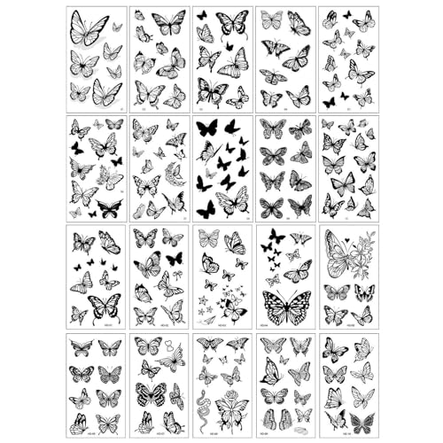 20 Autocollants De Tatouage Papillon, Autocollants De Tatouage À La Mode Et Personnalisés, Fournitures De Décoration De Corps, Fournitures De Pansement De...