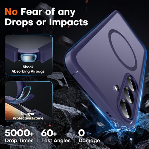 Image of TOCOL Magnetic for Samsung Galaxy S25 Case, Upgraded Full Camera Protection, Compatible with Magsafe, Drop Protection Slime Clear Back Cover for Samsung Galaxy S25 6.2-Inch (Midnight Purple)