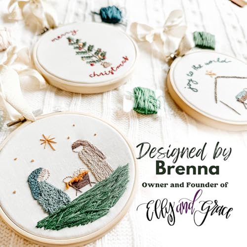 Image of Elly & Grace Christian Embroidery Kit with Embroidery Hoop, Easy Embroidery Kit for Beginners and Adults, Full Embroidery Hoop Kit with Needles and Thread Included (Joy to The World)