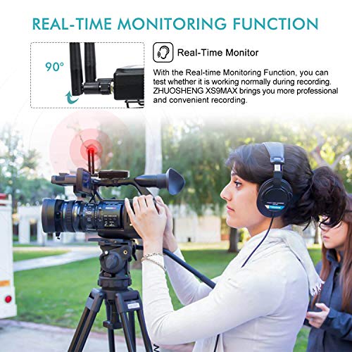 ZHUOSHENG UHF 100-channel Wireless Lavalier Microphone System for DSLR Mirrorless Camera Camcorder PC Smartphone-Wireless Dual Lapel Microphone for Interview YouTube Video Recording Vlogging ENG EFP