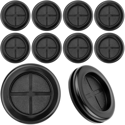 Nuts OT nuts Lot de 10 bouchons de carrosserie 30 mm - Noir - En caoutchouc - Étanche - Ronds - Double-face - Pour protection des câbles - Connecteurs de protection...
