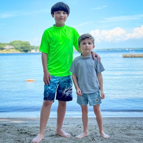 BIG ELEPHANT 3 Pack Kids Short Sleeve Rash Guard Shirt UPF 50+ Protection Swimwear Quick Dry Swim Tee Youth Rashguard