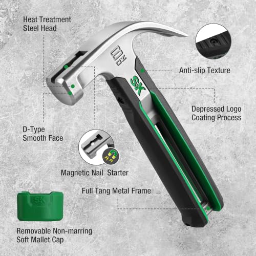 Image of SK Gifts for Men, 8-Piece Hammer Tool Set, 8oz Stubby Claw Hammer, Full Tang Hollow Metal Frame, with EVA Foam Tool Organizer, Birthday Gift for Dad, Husband, Grandpa, Ladies and Beginners