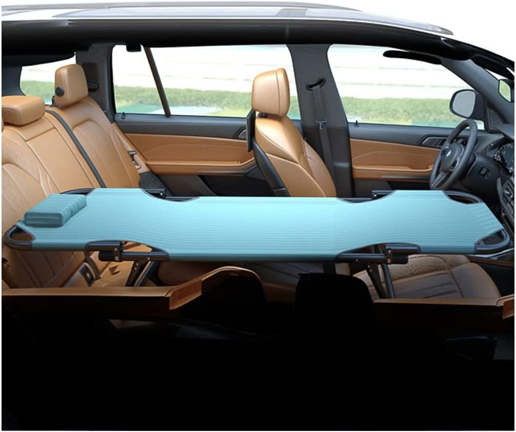 Foldable Travel Car Bed for SUV, Portable Car Camping Bed for Adult, Knitting Surface Travel Car Bed with Soft Foam Protection Strips, Holds 550 Lbs,Onecolor-163x56x38cm-A