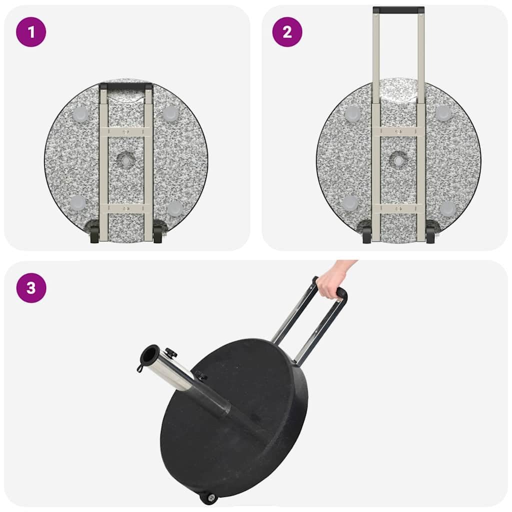 Supporto per ombrellone in granito nero, diametro 45 x 37,5 cm, per ombrellone da mercato, base in acciaio inox con ruote, 29 kg, base pesante per balcone, terrazza, giardino