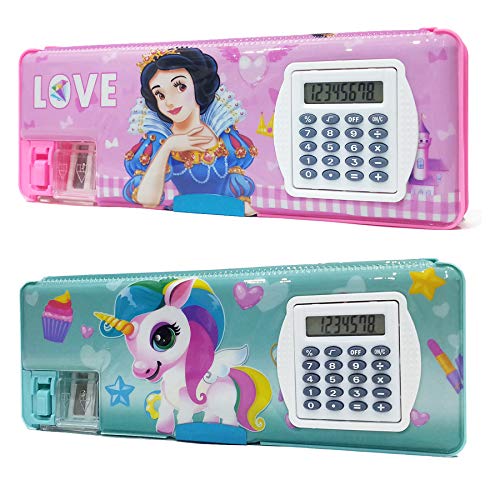 Shifaa Enterprise Multipurpose Magnetic Pencil Box with Calculator & Dual Sharpener for Girls & Boys for School | Big Size Cartoon Printed Pencil Case for Kids (Princess Pink) Shifaa Enterprise Multipurpose Magnetic Pencil Box with Calculator & Dual Sharpener for Girls & Boys for School | Big Size Cartoon Printed Pencil Case for Kids (Princess Pink)