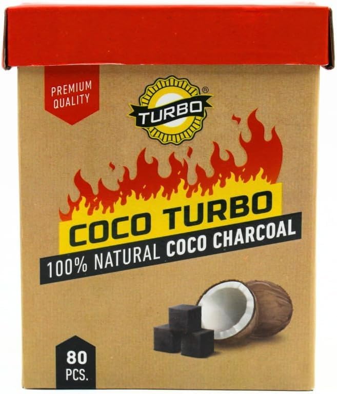 Turbo Coco Charcoal - Eco-Friendly Coconut Charcoal Cubes - 80 Cubes, Odor-Free, Ash-Free, Quick Ignition, Renewable Resource - Elevate Your Experience!